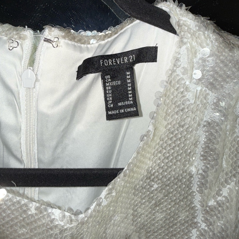 Forever 21 White Shimmer Blazer with Textured Finish